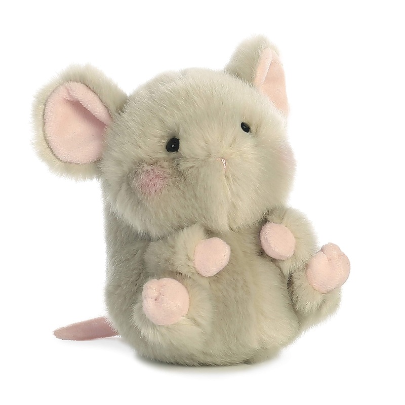 Aurora Round Rolly Pet Frisk Mouse Stuffed Animal - Adorable Companions - On-The-Go Fun - Gray 5 Inches