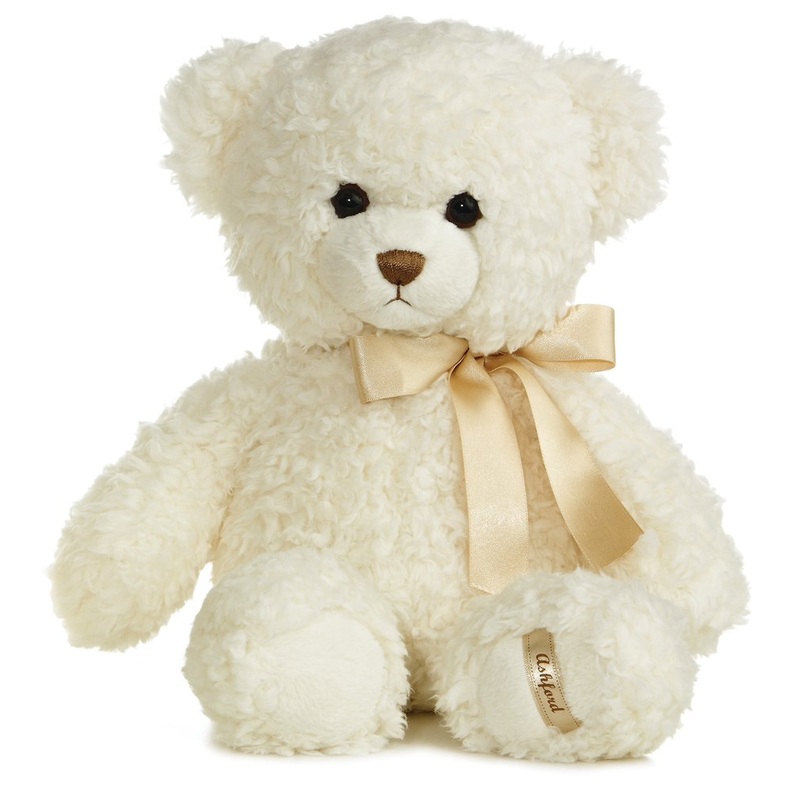 Aurora Snuggly Ashford Bear Stuffed Animal - Comforting Companion - Imaginative Play - White 11 Inches