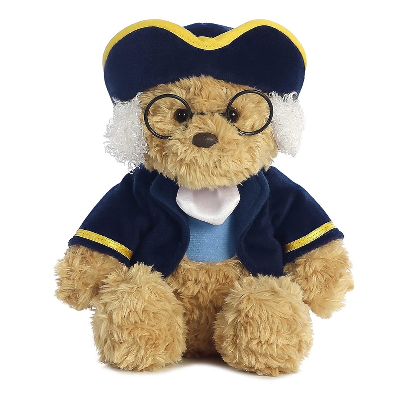 Aurora Snuggly Ben Franklin Bear Stuffed Animal - Comforting Companion - Imaginative Play - Brown 10 Inches