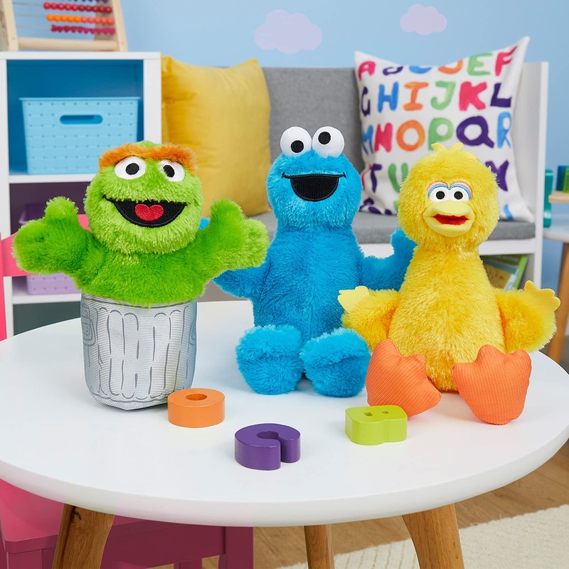 Sesame Street Friends Cookie Monster, Big Bird, And Oscar 8-Inch 3-Piece Sustainable Plush Stuffed Animals Set, Kids Toys For Ages 18 Month By Just Play
