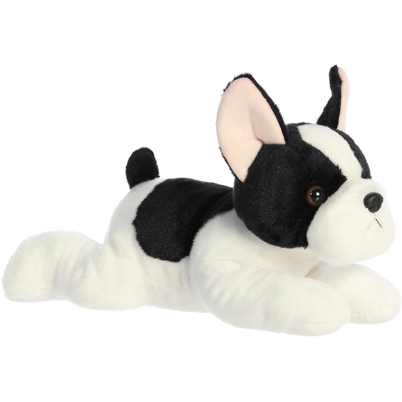 Aurora Adorable Flopsie French Bulldog Pup Stuffed Animal - Playful Ease - Timeless Companions - White 12 Inches