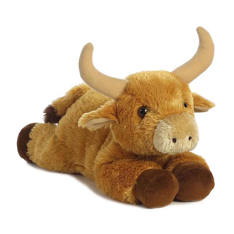 Aurora Adorable Flopsie Toro Bull Stuffed Animal - Playful Ease - Timeless Companions - Brown 12 Inches