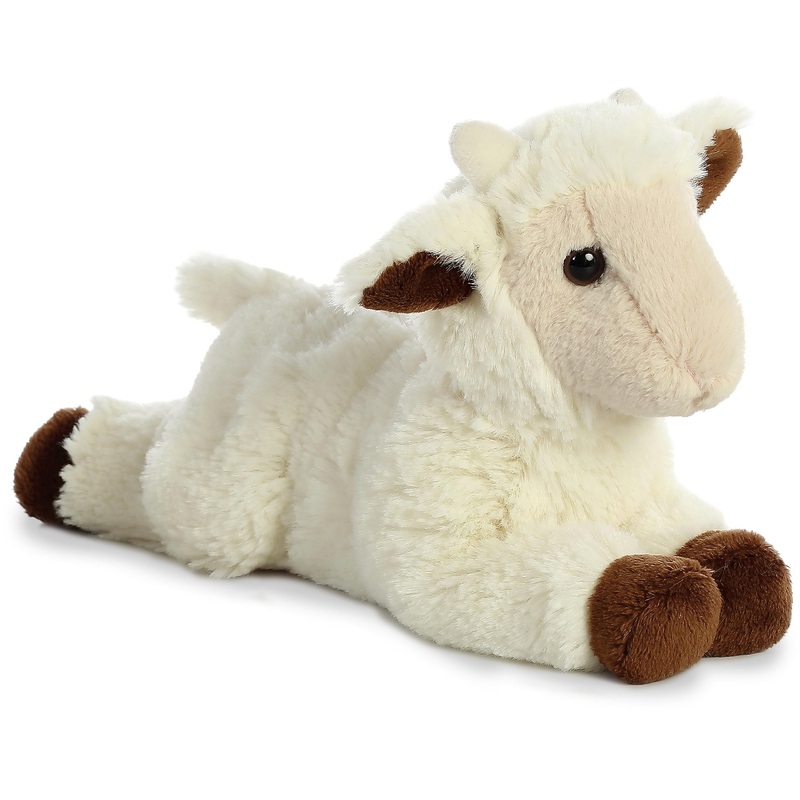 Aurora Adorable Mini Flopsie Goat Kid Stuffed Animal - Playful Ease - Timeless Companions - White 8 Inches