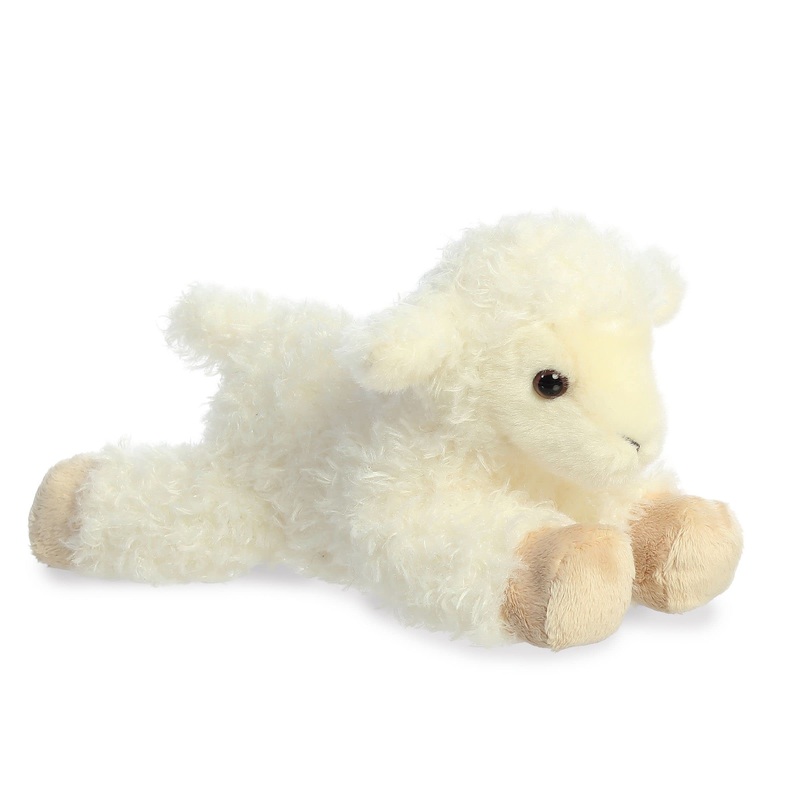 Aurora Adorable Mini Flopsie Luna Lamb Stuffed Animal - Playful Ease - Timeless Companions - White 8 Inches