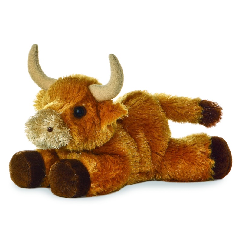 Aurora Adorable Mini Flopsie Toro Stuffed Animal - Playful Ease - Timeless Companions - Brown 8 Inches