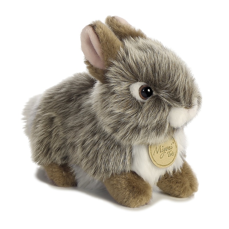 Aurora Adorable Miyoni Tots Baby Bunny Stuffed Animal - Lifelike Detail - Cherished Companionship - Gray 7 Inches