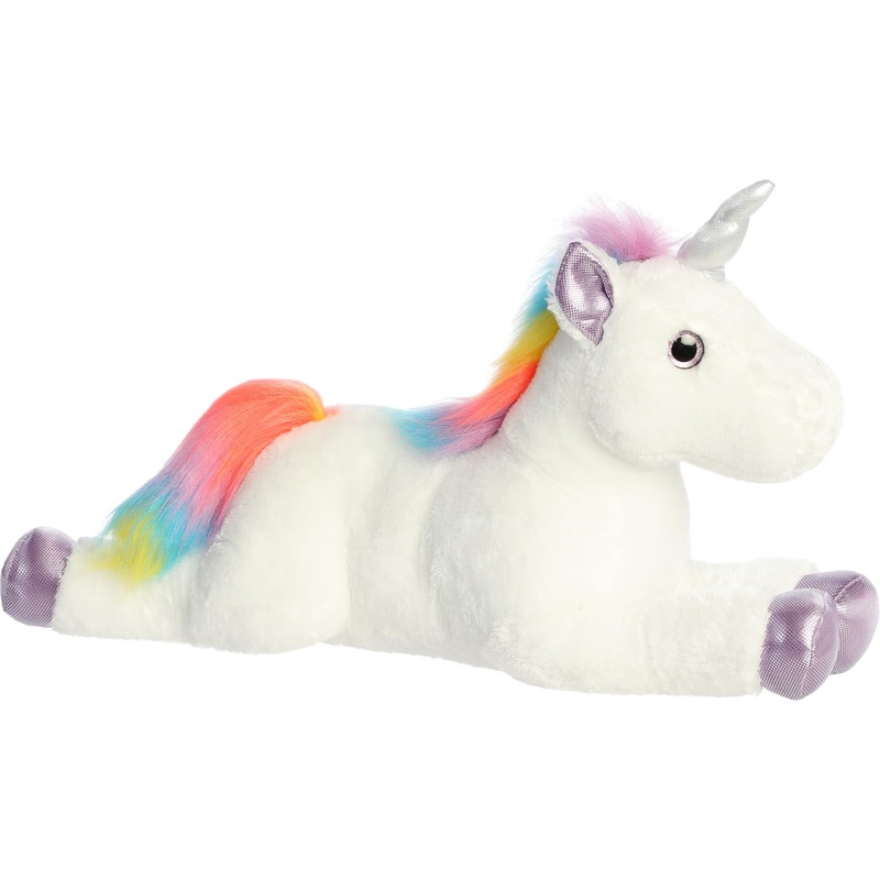 Aurora Adorable Super Flopsie Rainbow Unicorn Stuffed Animal - Playful Ease - Timeless Companions - Multicolor 27 Inches