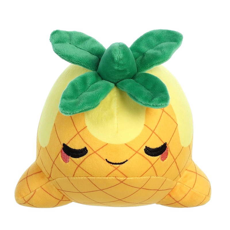 Aurora Enchanting Tasty Peach Pineapple Nomwhal Stuffed Animal - Bright & Colorful Design - Showpiece Plush - Yellow 7 Inches