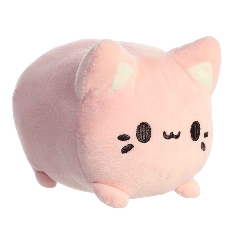 Aurora Enchanting Tasty Peach Strawberry Meowchi Stuffed Animal - Bright & Colorful Design - Showpiece Plush - Pink 7 Inches