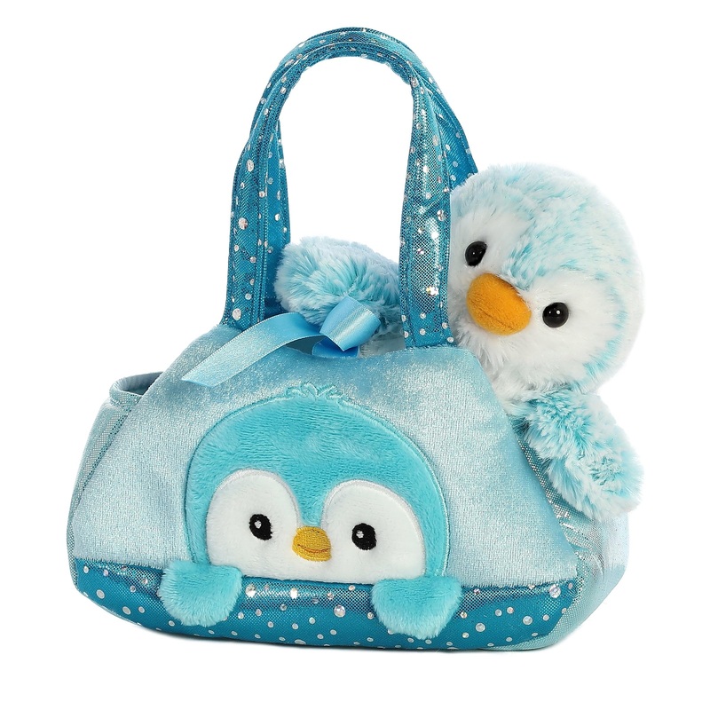 Aurora Fashionable Fancy Pals Pompom Penguin Stuffed Animal - On-The-Go Companions - Stylish Accessories - Blue 7 Inches