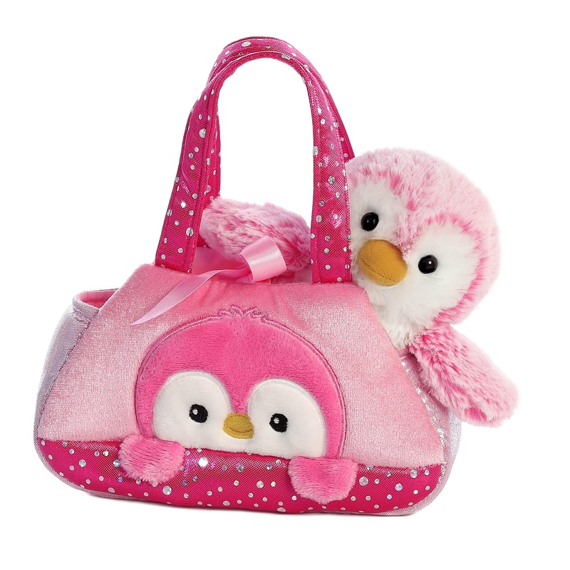 Aurora Fashionable Fancy Pals Pompom Penguin Stuffed Animal - On-The-Go Companions - Stylish Accessories - Pink 7 Inches