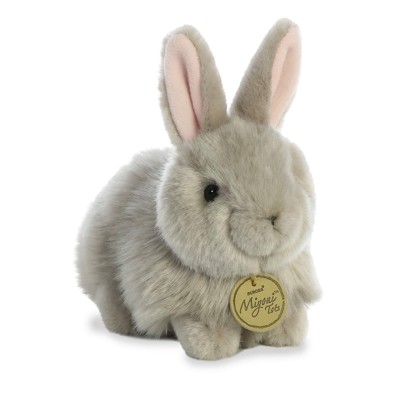 Aurora Realistic Miyoni Angora Bunny Grey Stuffed Animal - Lifelike Detail - Cherished Companionship - Gray 7.5 Inches