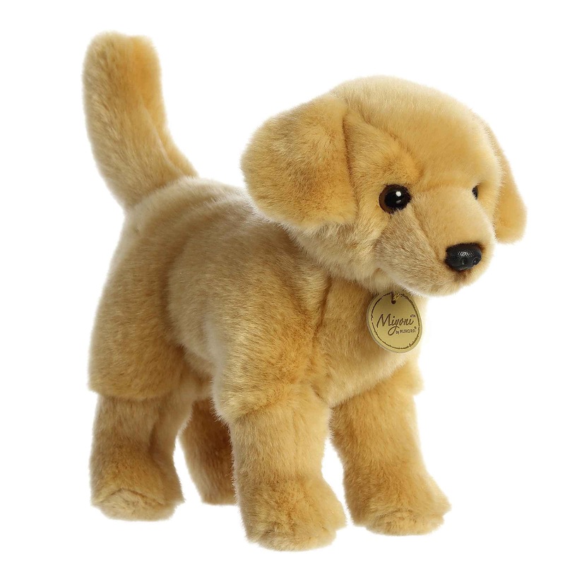 Aurora Realistic Miyoni Yellow Labrador Stuffed Animal - Lifelike Detail - Cherished Companionship - Brown 10 Inches