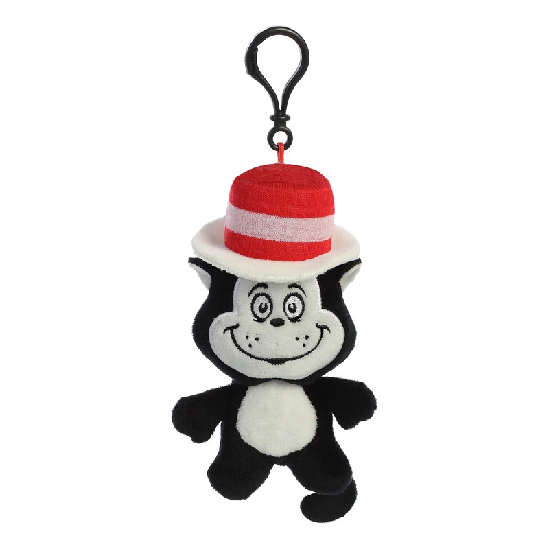 Aurora Whimsical Dr. Seuss Cat In The Hat Keychain Stuffed Animal - Magical Storytelling - Literary Inspiration - Black 4 Inches