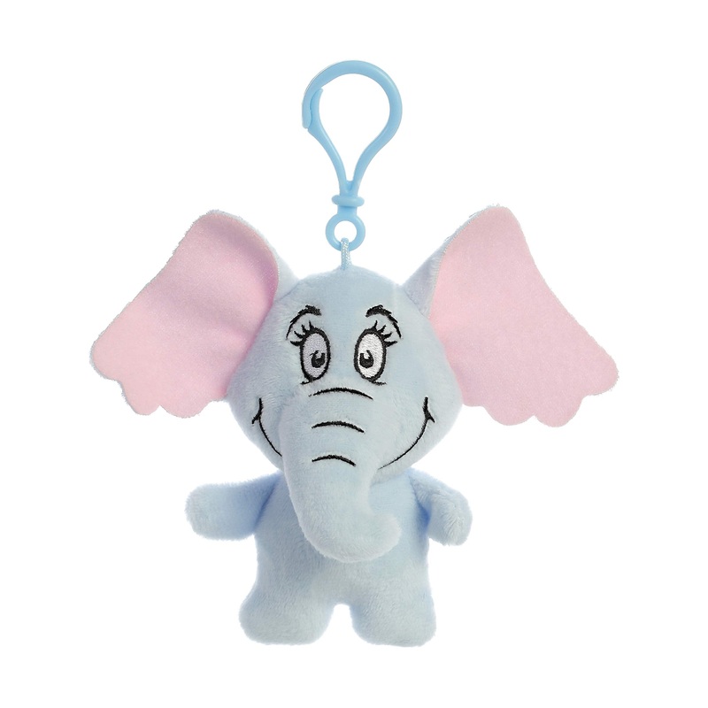 Aurora Whimsical Dr. Seuss Horton Keychain Stuffed Animal - Magical Storytelling - Literary Inspiration - Blue 4 Inches