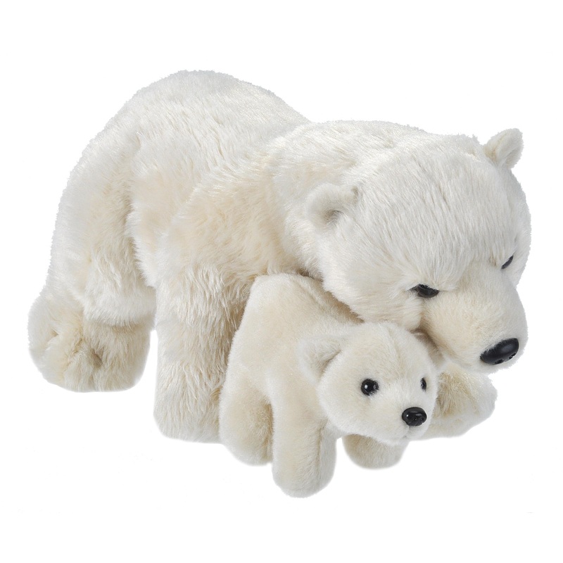 Wild Republic Mom & Baby Polar Bear Plush, Stuffed Animal, Plush Toy, Gifts For Kids, 14'