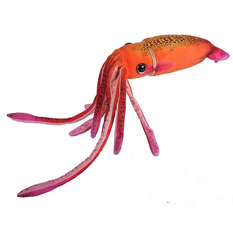 Wild Republic Print Squid Plush, Stuffed Animal, Plush Toy, Gifts For Kids, Orange, 22 Inches