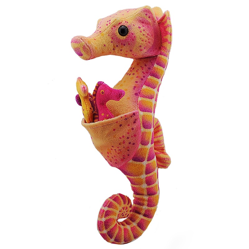 Wild Republic Seahorse Plush, Stuffed Animal, Plush Toy, Gifts For Kids, W/ Babies 11.5 Inches, Multicolor, 12'