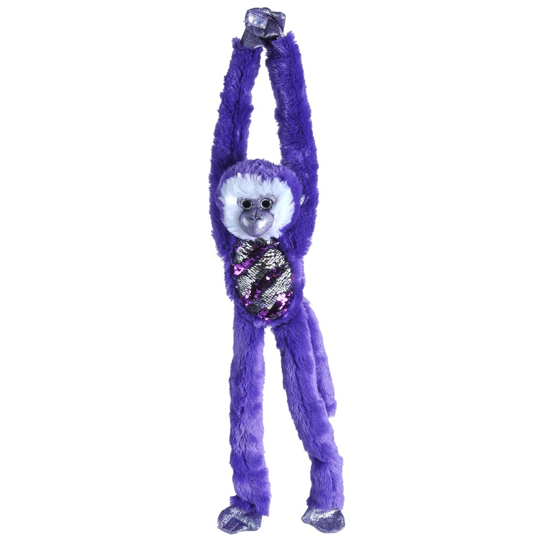 Wild Republic Sequin Monkey Plush, Stuffed Animal, Sensory Plush Toy, Gifts For Kids, Green, 22 Inches, Purple