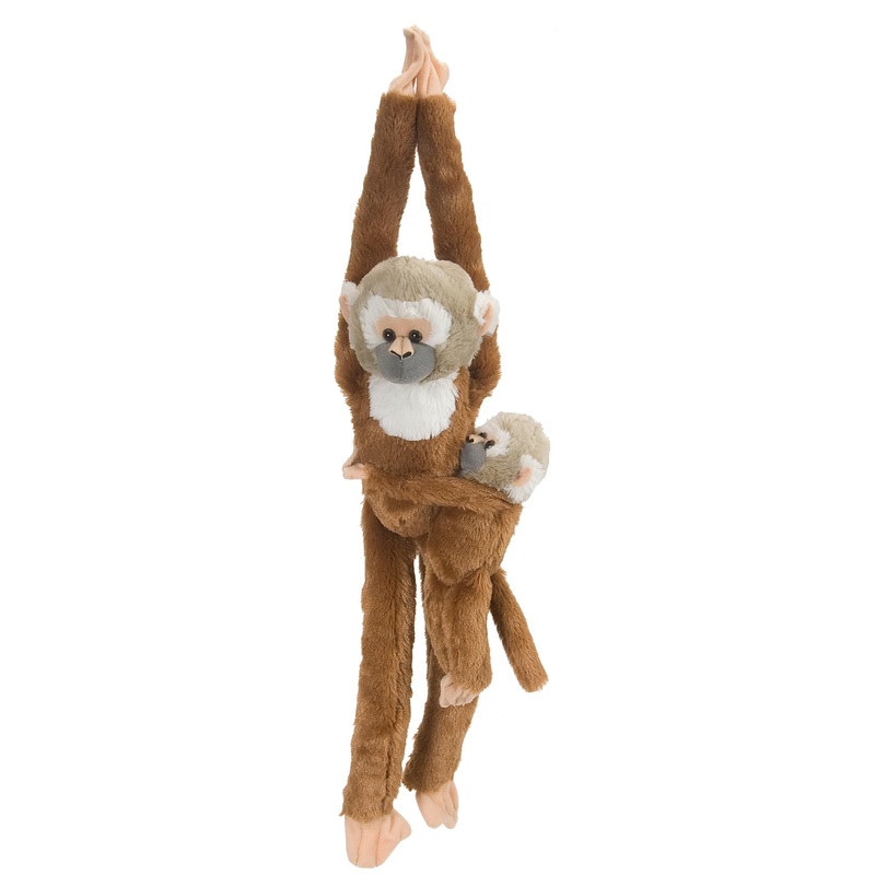 Wild Republic Squirrel Monkey W/Baby Plush, Monkey Stuffed Animal, Plush Toy, Gifts For Kids, Hanging 20 Inches