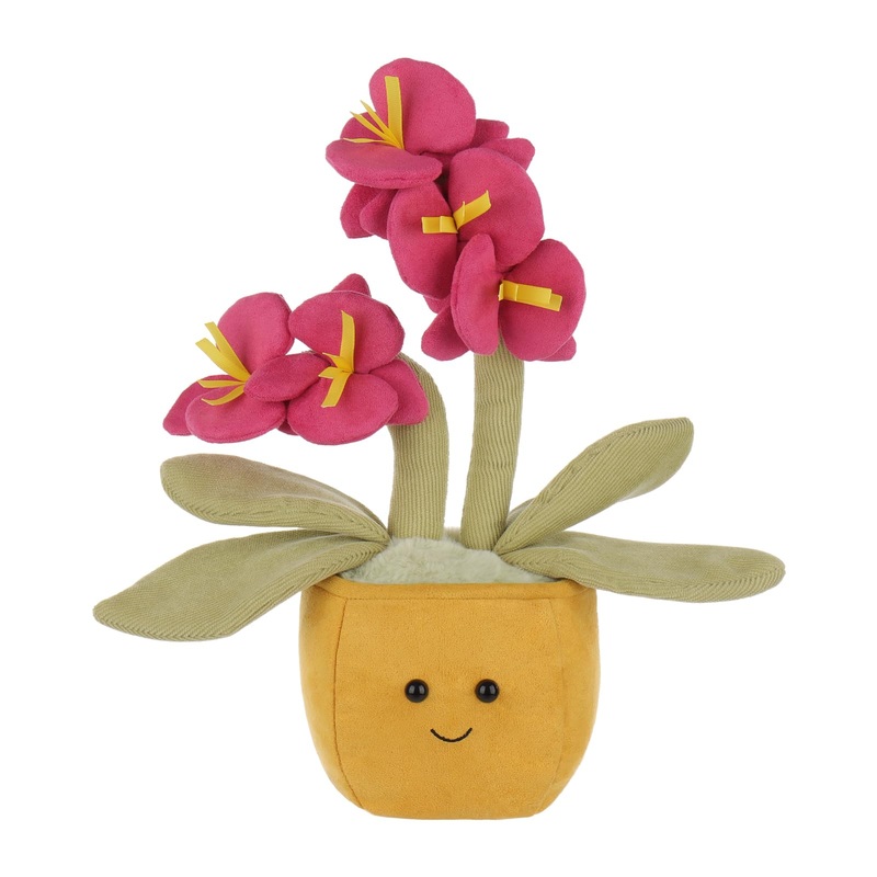 Apricot Lamb Potted Butterfly Orchid Plush Stuffed Flowers For Kids, Soft Cute Plushies Toys For Baby Girl And Boy, Fluffy Potte