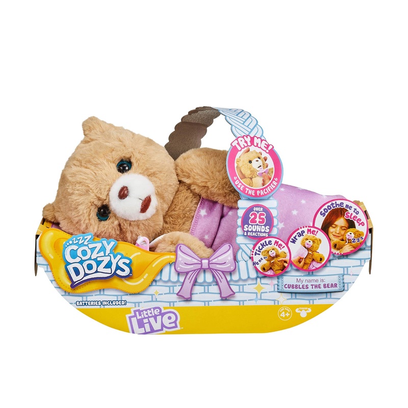 Little Live Pets Cozy Dozy Cubbles The Bear - Over 25 Sounds And Reactions | Bedtime Buddies, Blanket And Pacifier Included | Stuffed Animal, Best Nap Time, Interactive Teddy Bear, 14.9