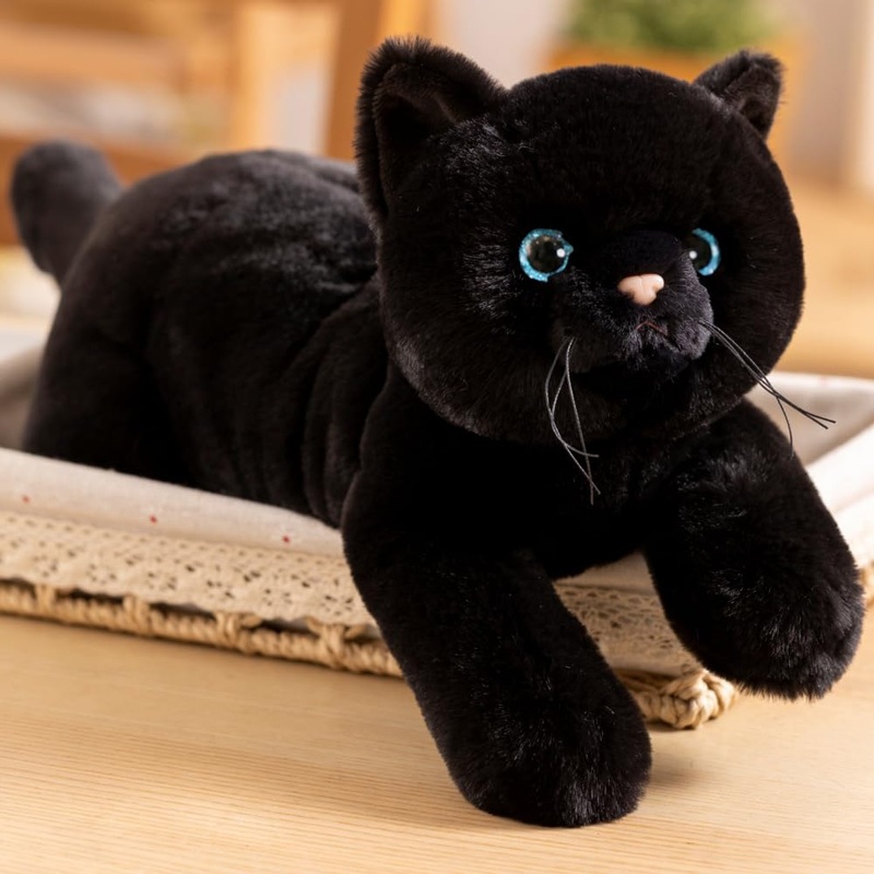 Snowolf Cat Stuffed Animals Weighted Plush Toy, 28'' Realistic Black Cat Plushie Kawaii Toys Soft Cat Kitten Doll Gift For Boys