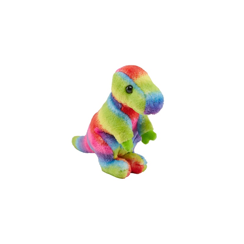 Wild Republic Pocketkins Eco Rainbow T.Rex, Stuffed Animal, 5 Inches, Plush Toy, Made From Recycled Materials, Eco Friendly