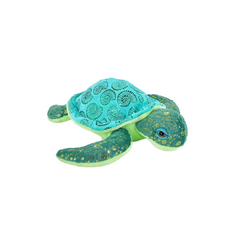 Wild Republic Sea Turtle, Foilkins Junior, Stuffed Animal, 8 Inches, Gift For Kids, Plush Toy, Fill Is Spun Recycled Water Bottles