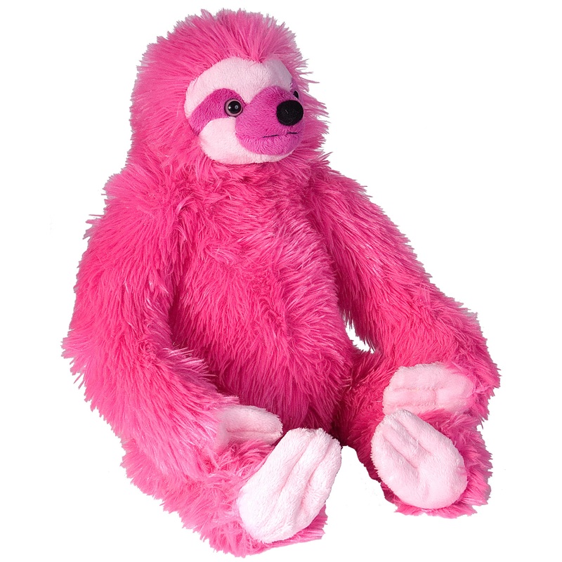 Wild Republic Three-Toed Sloth Plush, Stuffed Animal, Plush Toy, Gifts For Kids, Pink, Cuddlekins 12'