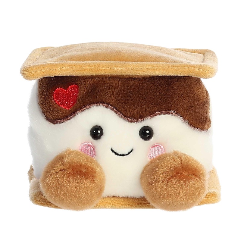 Aurora Adorable Palm Pals Fudgey Heart S'More Stuffed Animal - Pocket-Sized Play - Collectable Fun - Brown 5 Inches