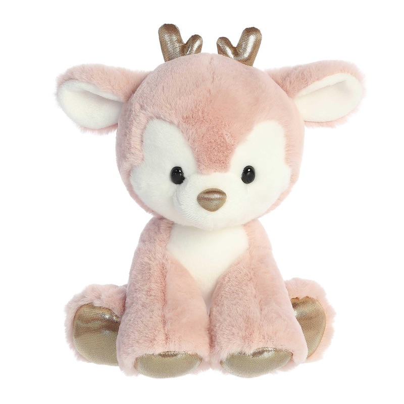 Aurora Festive Holiday Dashing Reindeer Stuffed Animal - Seasonal Cheer - Heartwarming Gifts - Rose Gold 13 Inches
