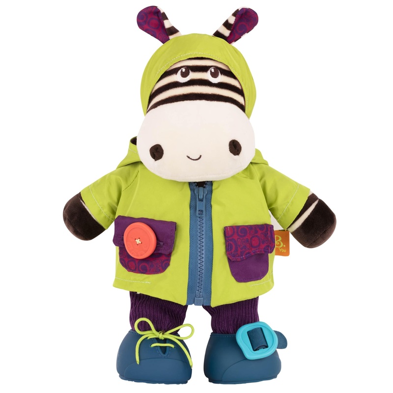 B. Toys - Plush Zebra - Sensory Stuffed Animal - Interactive Plush Toy - Plush Toys For Toddlers, Kids - 2 Years + - Giggly Zipp