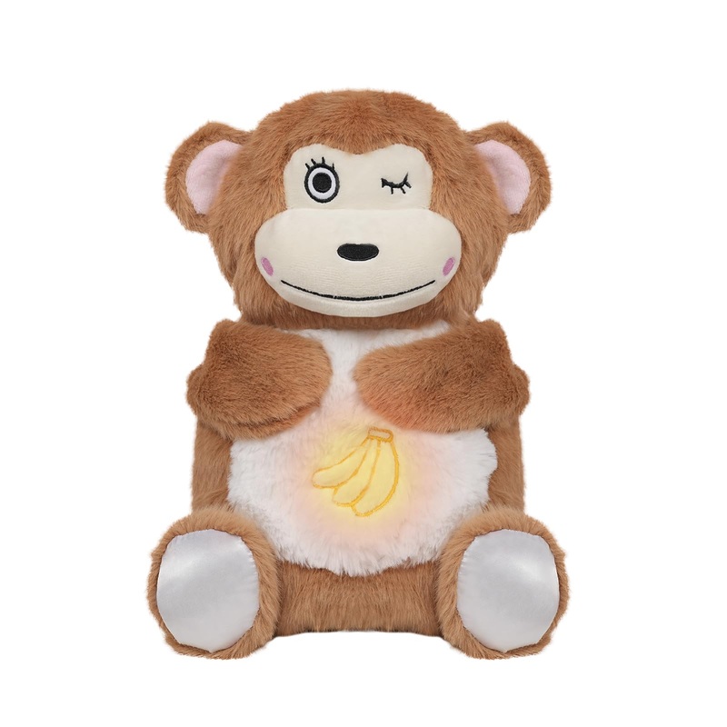 Binhshuanh Breathing Stuffed Animal, Soothe Snuggle Monkey Plush Toy, Breathing Monkey Sleep Buddy With Music Lights & Breathing