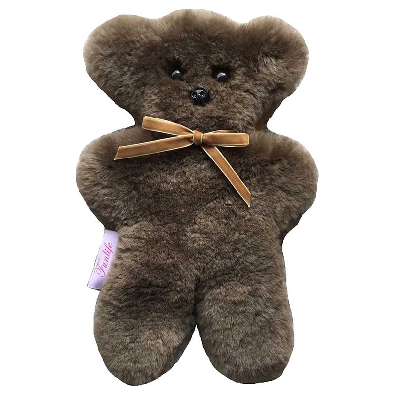Funlife 100% Australian Soft Cuddly Sheepskin Flat Teddy Bear For Baby Birthday Gift,Gray