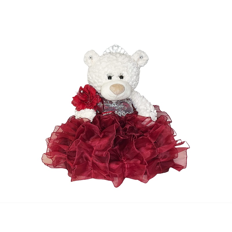 Kinnex Collections Since 1997 20'' Quince Anos Quinceanera Last Doll Teddy Bear With Dress (Centerpiece) ~ Arc16831-7R (Burgundy