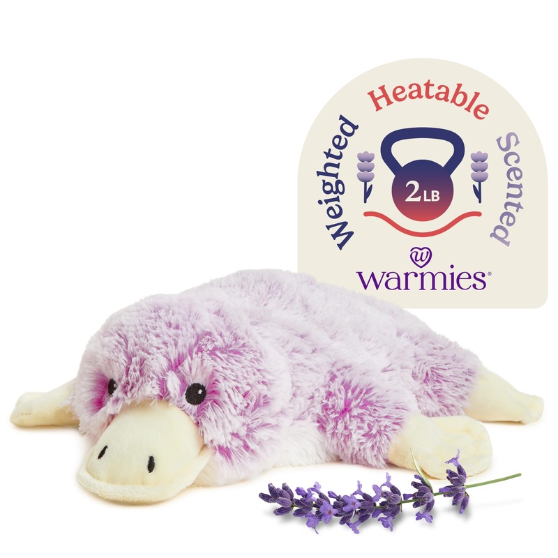 Warmies Microwavable & Weighted Stuffed Animals, Platypus - Heated Stuffed Animal Plushie For Warmth & Comfort - Cute Soft Plush