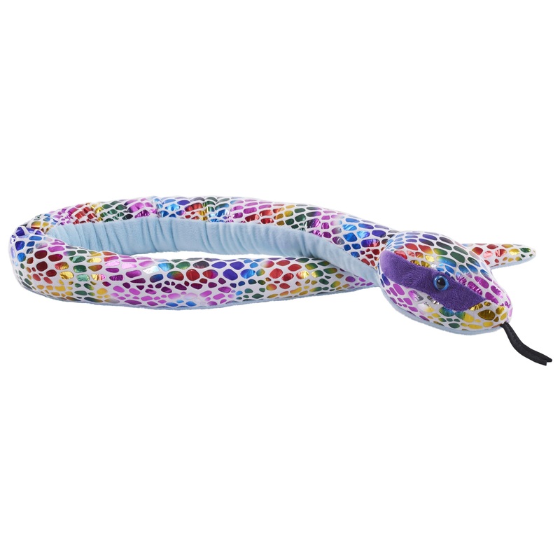 Wild Republic Foilkins Snakes, Dotted Rainbow, Stuffed Animal, 54 Inches, Gift For Kids, Plush Toy, Fill Is Spun Recycled Water Bottles