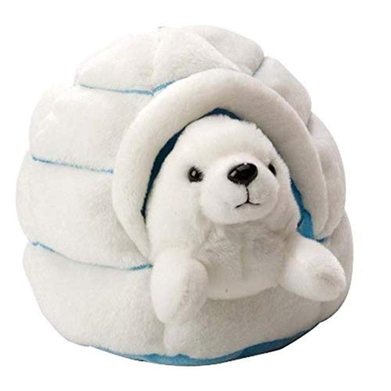Wild Republic Harp Seal Plush, Stuffed Animal, Plush Toy, Gifts For Kids, W/ Igloo, 6 Inches
