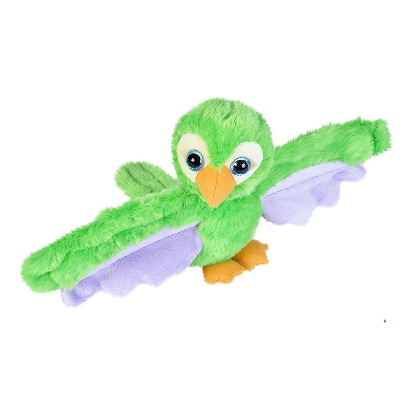 Wild Republic Huggers Green Parrot Plush Toy, Slap Bracelet, Stuffed Animal, Kids Toys, 8'
