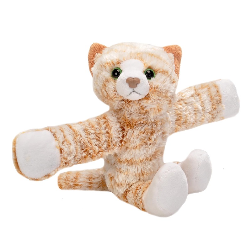 Wild Republic Huggers Tabby Cat Plush Toy, Slap Bracelet, Stuffed Animal, Kids Toys, 8' (19566)