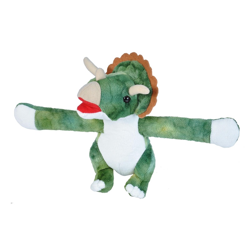 Wild Republic Huggers Triceratops Plush Toy, Slap Bracelet, Stuffed Animal, Kids Toys, 8 Inches
