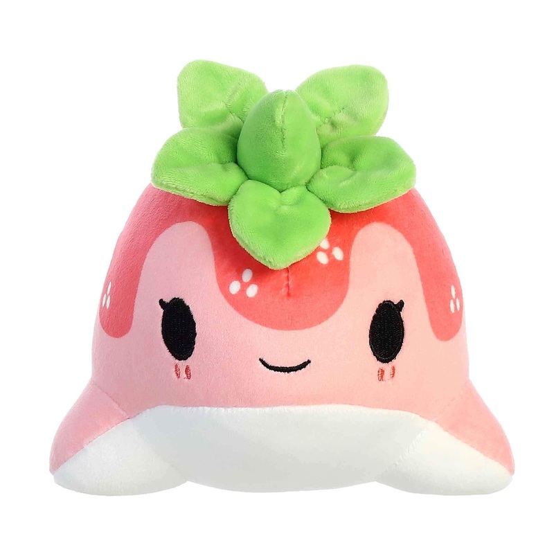 Aurora Enchanting Tasty Peach Strawberry Nomwhal Stuffed Animal - Bright & Colorful Design - Showpiece Plush - Pink 7 Inches