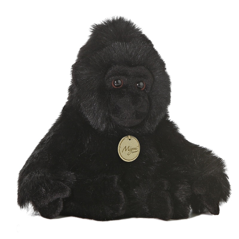 Aurora Realistic Miyoni Gorilla Stuffed Animal - Lifelike Detail - Cherished Companionship - Black 11 Inches
