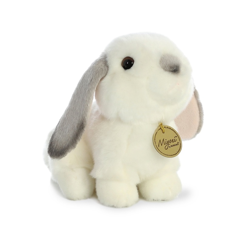Aurora Realistic Miyoni Lop Eared Rabbit Stuffed Animal - Lifelike Detail - Cherished Companionship - Grey 8 Inches