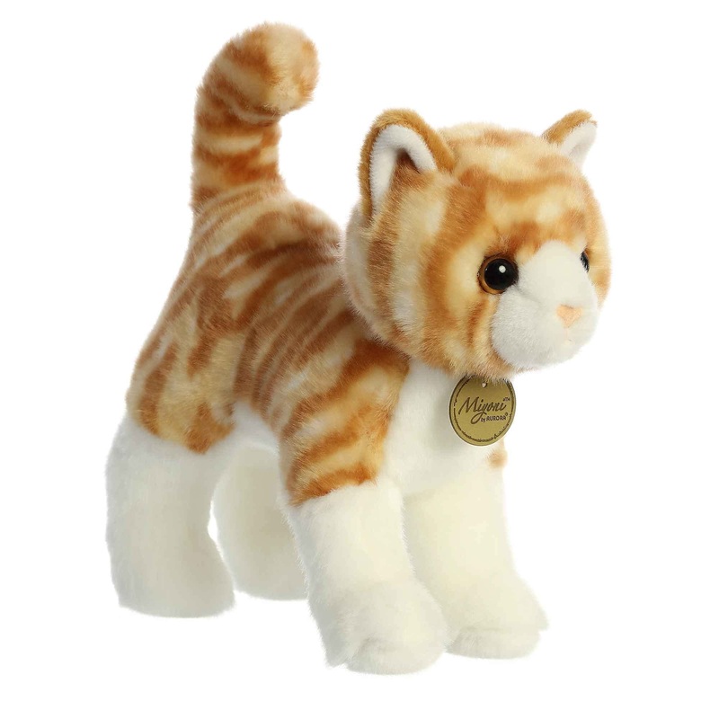 Aurora Realistic Miyoni Orange Tabby Cat Stuffed Animal - Lifelike Detail - Cherished Companionship - Orange 10 Inches