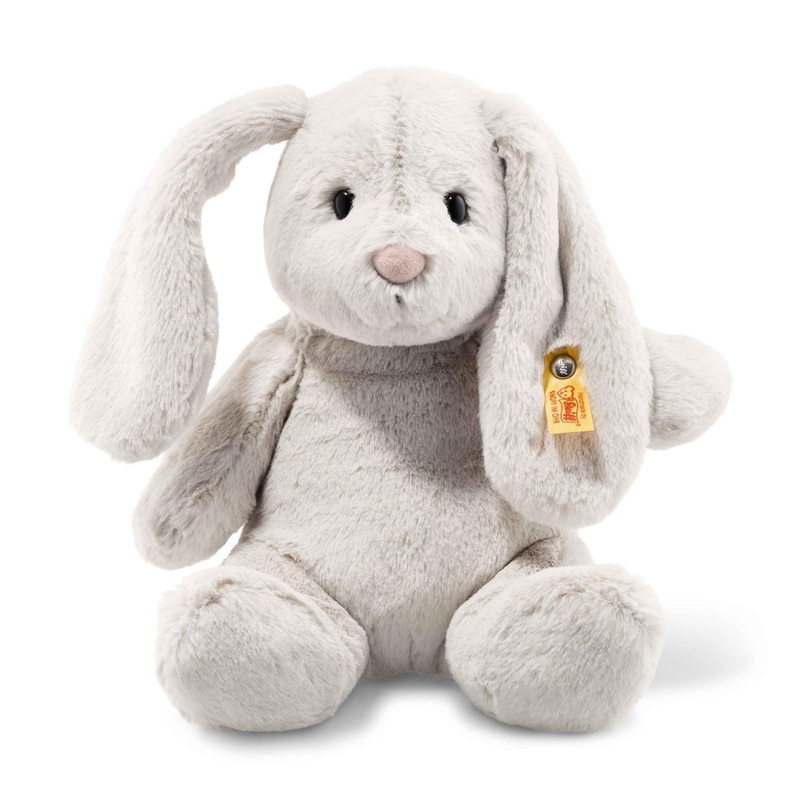 Steiff Hoppie Rabbit, Premium Rabbit Stuffed Animal, Rabbit Toys, Stuffed Rabbit, Rabbit Plush, Cute Plushies, Plushy Toy For Girls Boys And Kids, Soft Cuddly Friends (Light Grey, 11')