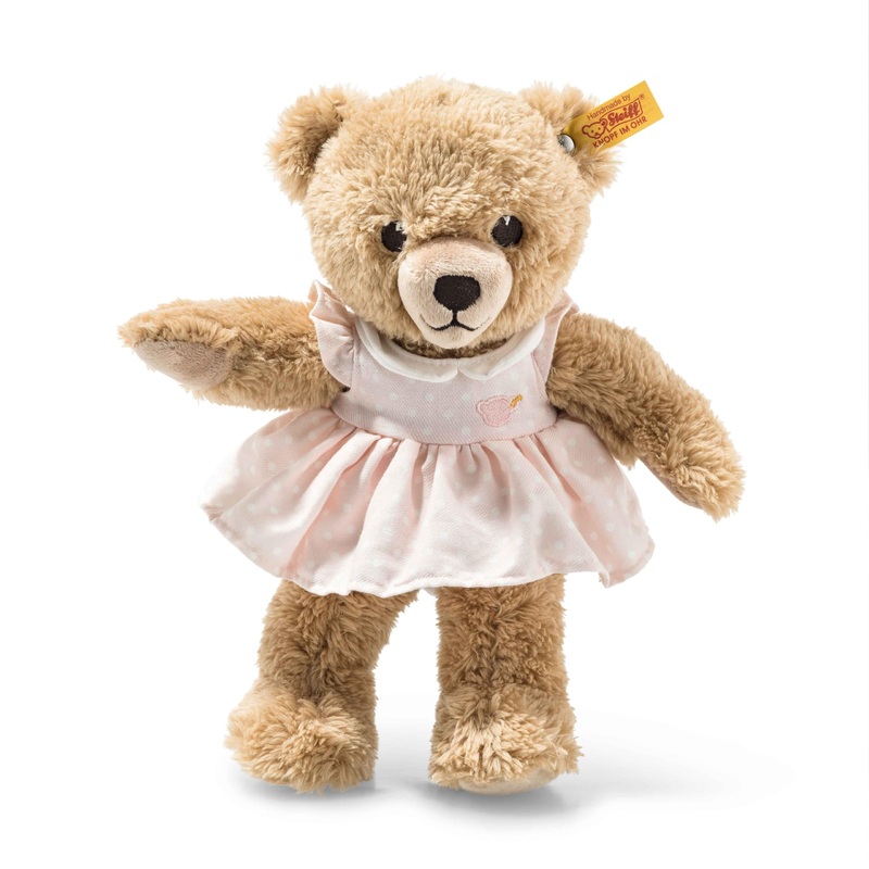 Steiff Sleep Well Teddy Bear Plush Toy In Pink Pajamas, 9, Light Brown, Machine Washable (239526)