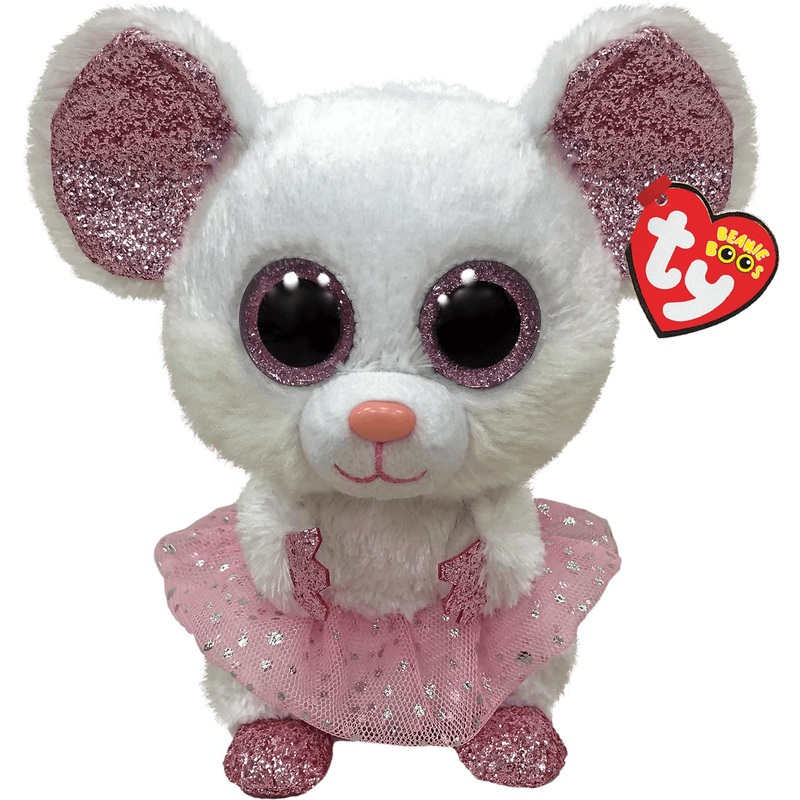 Ty Beanie Boo  Nina Mouse Plush Toy, 15 Cm  Soft & Cuddly Stuffed Animal With Sparkly Pink Tutu  Adorable Gift For Kids & Collectors