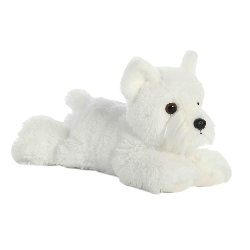 Aurora Adorable Mini Flopsie Windsor Westie Stuffed Animal - Playful Ease - Timeless Companions - White 8 Inches